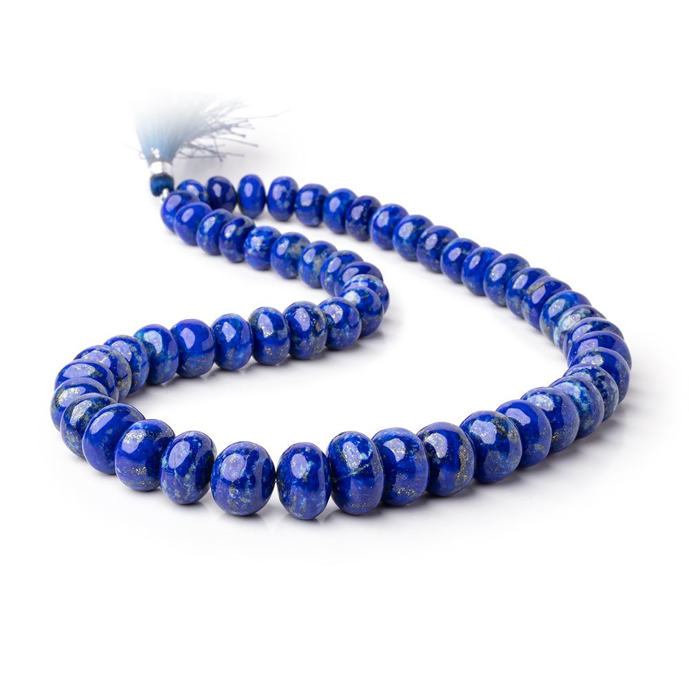 7.5-15mm Lapis Lazuli Plain Rondelle Beads 16 inch 53 pieces AA - Beadsofcambay.com
