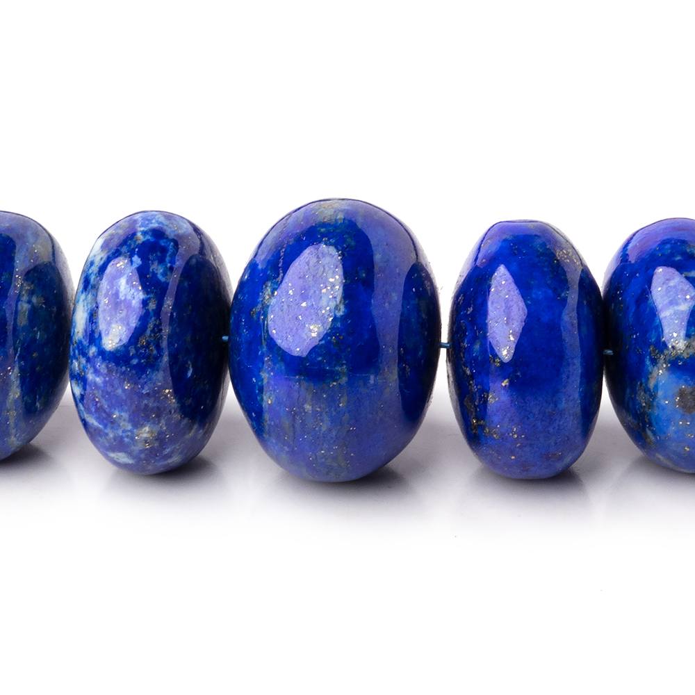 7.5-15mm Lapis Lazuli Plain Rondelle Beads 16 inch 53 pieces AA - Beadsofcambay.com