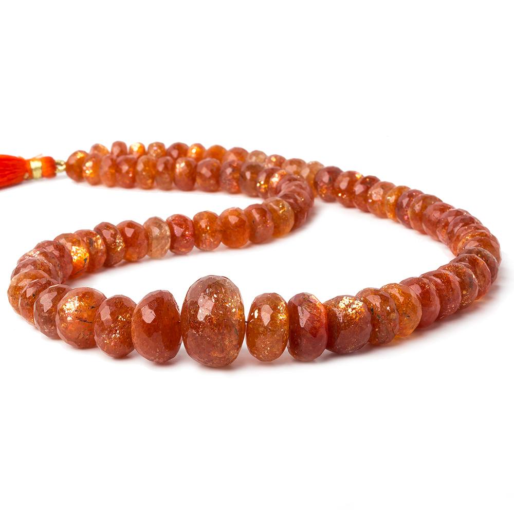 7.5-17mm Sunstone faceted rondelle beads 16 inch 71 pieces AA - Beadsofcambay.com