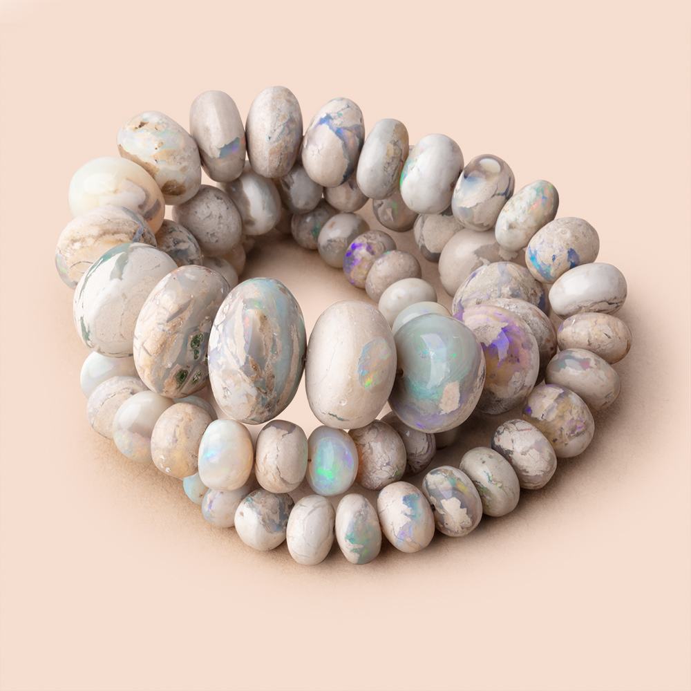 7.5-18mm Australian Opal Plain Rondelle Beads 18 inch 70 pieces AA - Beadsofcambay.com