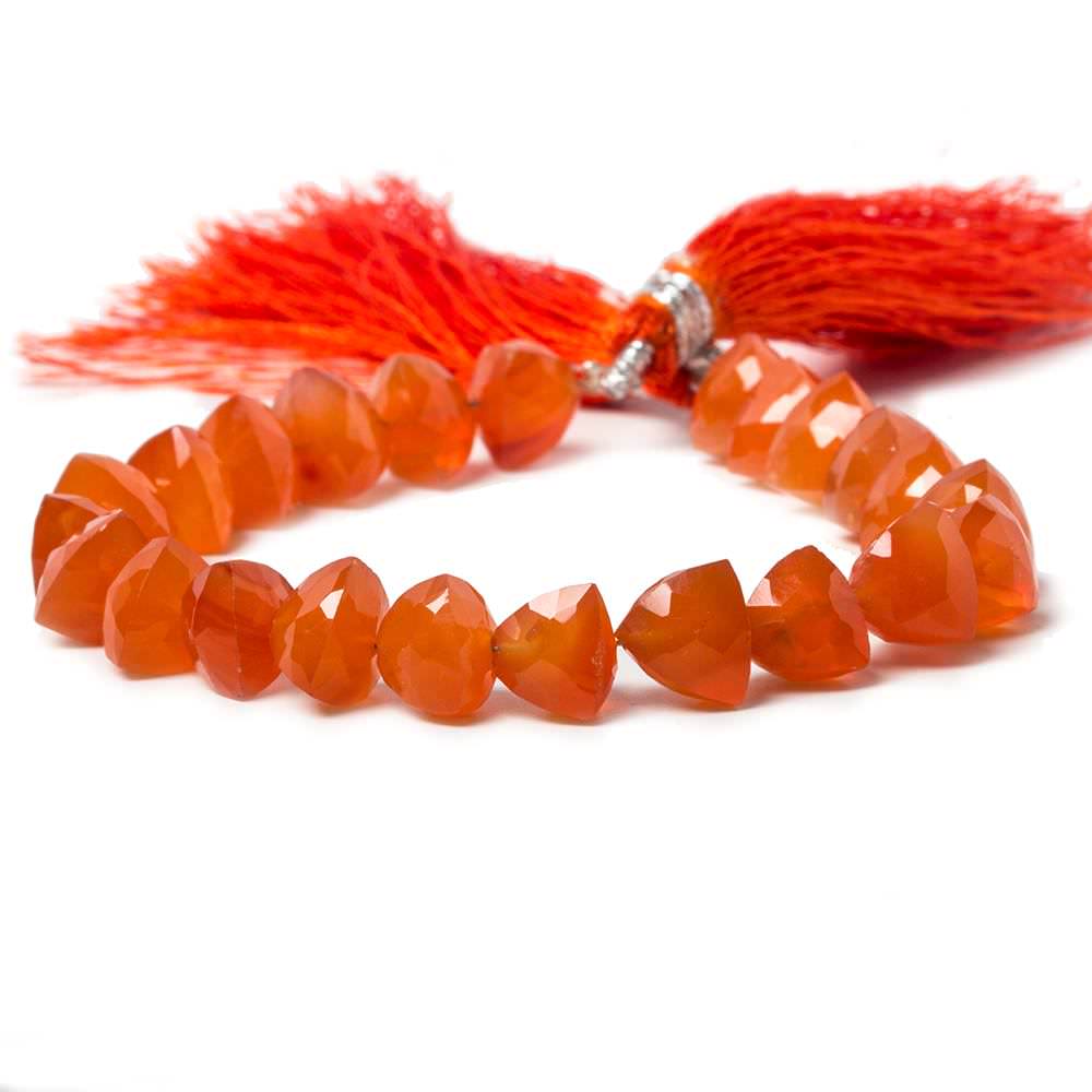 7.5-8.5mm Carnelian straight drilled trillion beads 6.5 inch 23 pieces - Beadsofcambay.com