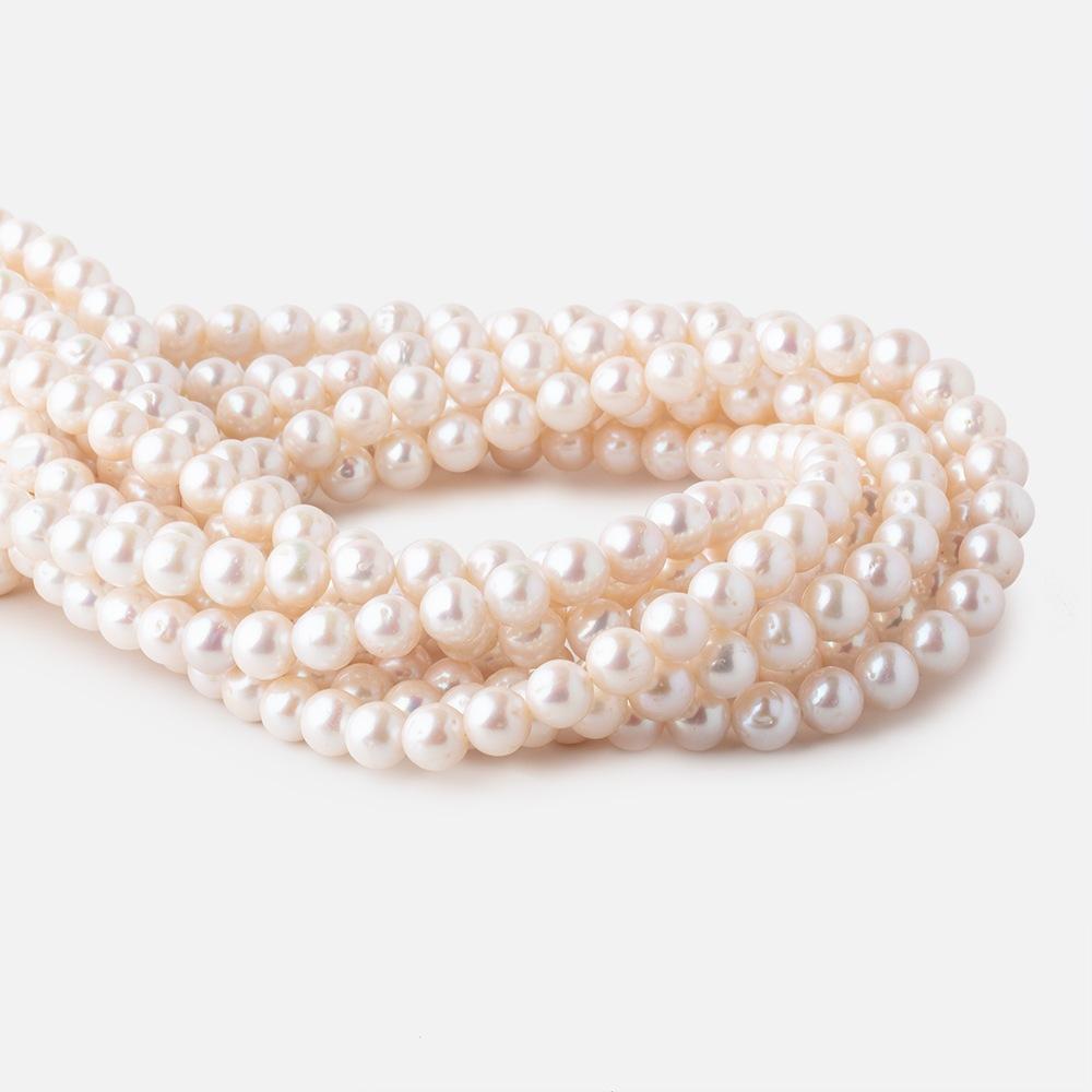 7.5-8.5mm Off White Chinese Akoya Saltwater Pearls 16 inch 53 pieces A - Beadsofcambay.com