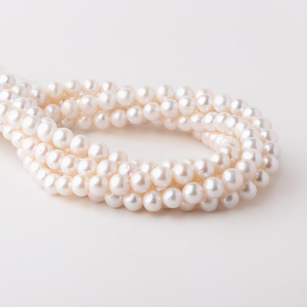 7.5-8.5mm Off White Chinese Akoya Saltwater Pearls 16 inch 53 pieces AA - Beadsofcambay.com