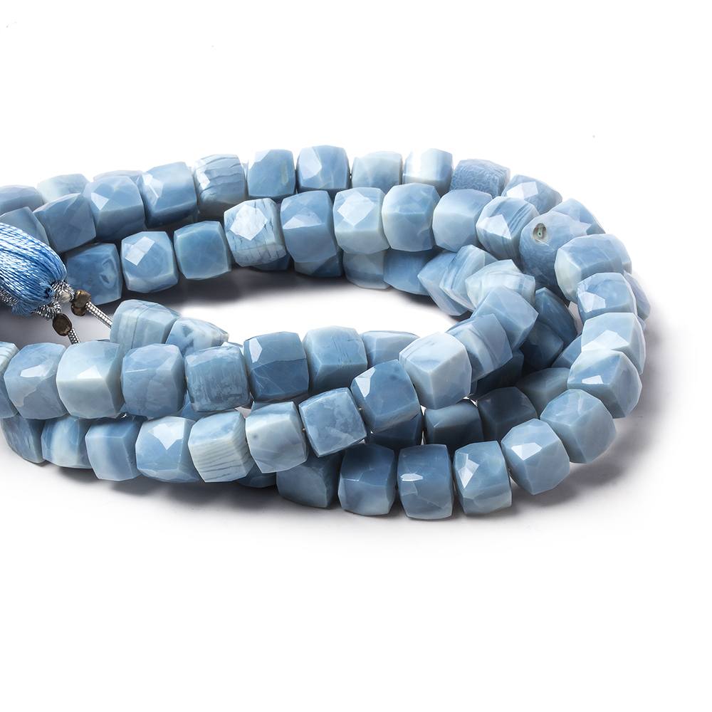 7.5-8.5mm Owyhee Denim Blue Opal faceted Cubes 8 inch 25 Beads - Beadsofcambay.com