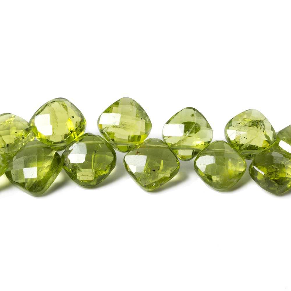 7.5-8.5mm Peridot Corner Drilled Pillows 7 inch 35 Beads A - Beadsofcambay.com