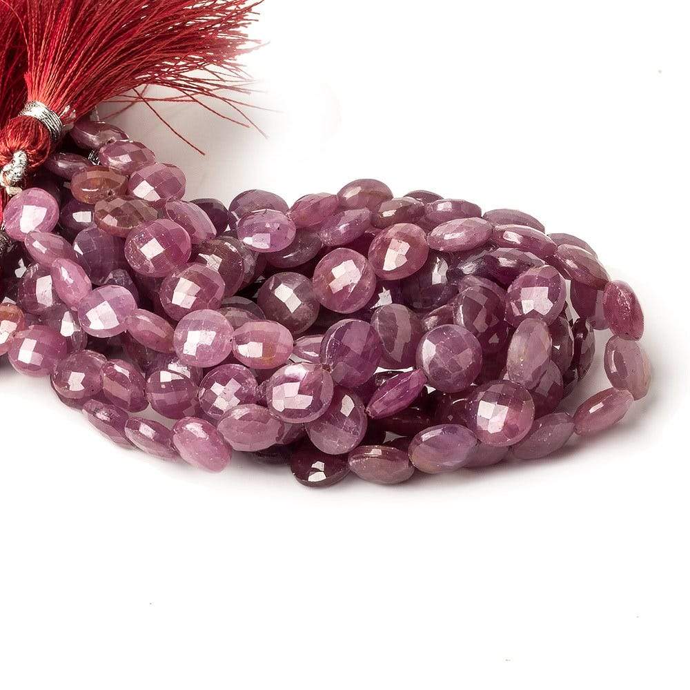 7.5-8.5mm Ruby Faceted Coin Beads 8 inch 20 pieces - Beadsofcambay.com