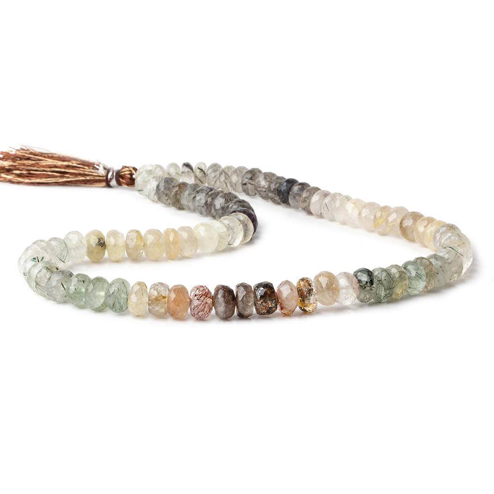 7.5-8.5mm Sagenetic Quartz Faceted Rondelle 16 inch 80 beads - Beadsofcambay.com