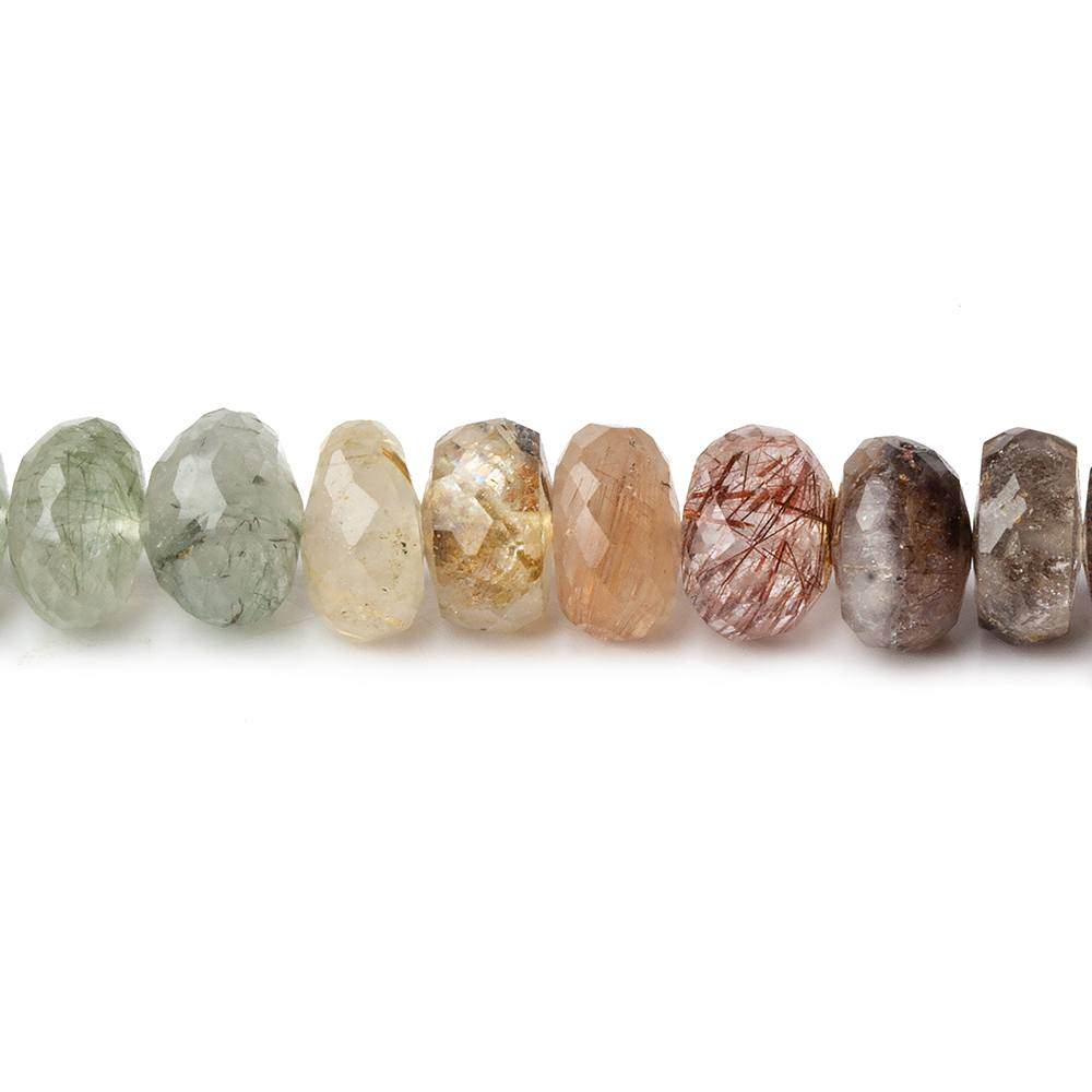 7.5-8.5mm Sagenetic Quartz Faceted Rondelle 16 inch 80 beads - Beadsofcambay.com