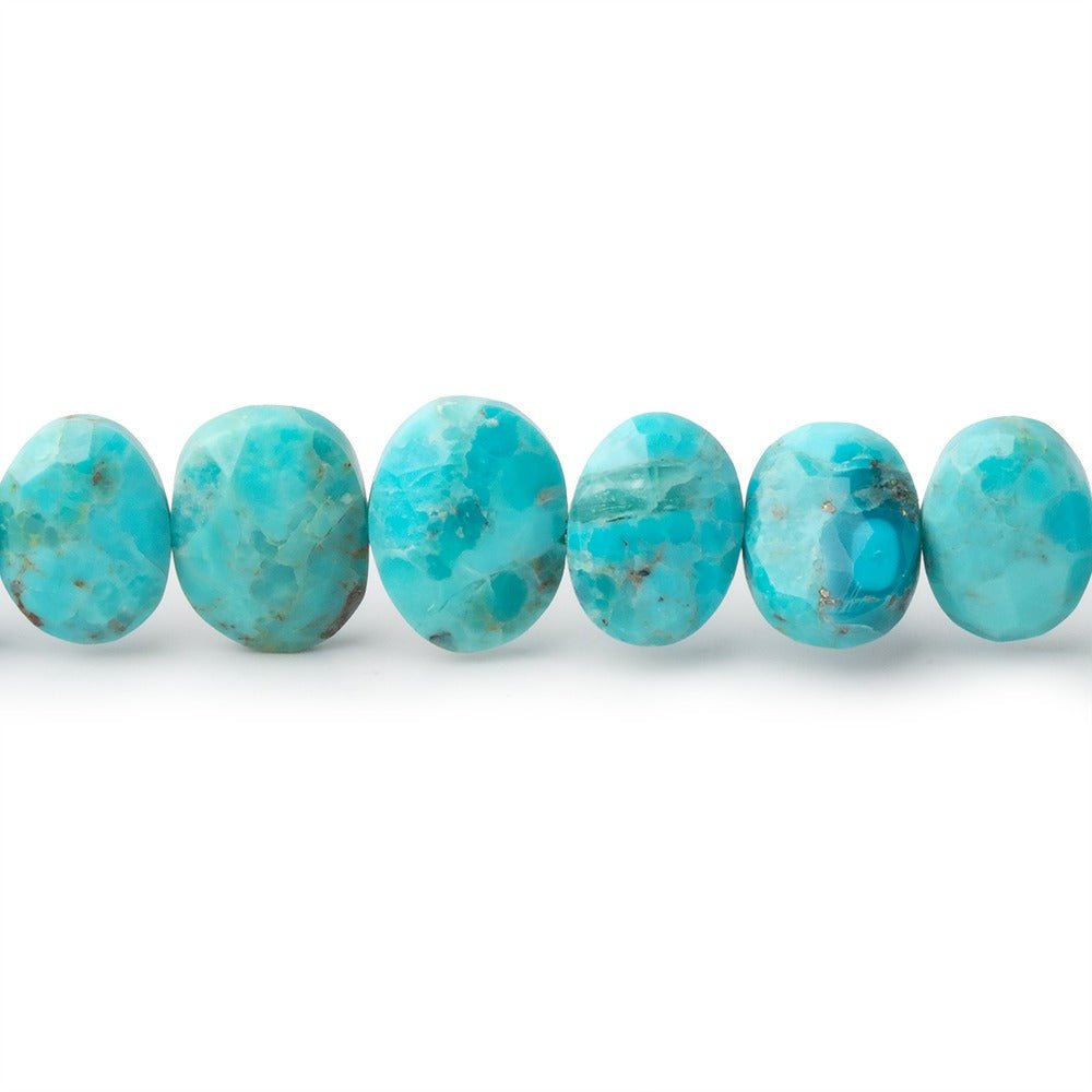 7.5-8.5mm Sleeping Beauty Turquoise Faceted Side Drill Ovals 8 inch 34 Beads - Beadsofcambay.com