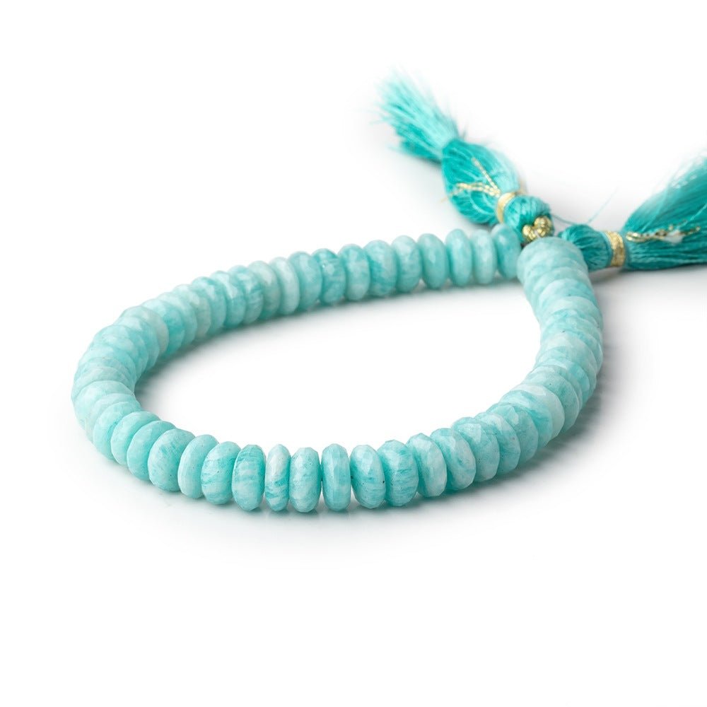 7.5-8mm Amazonite Faceted Rondelle Beads 8 inch 60 pieces - Beadsofcambay.com