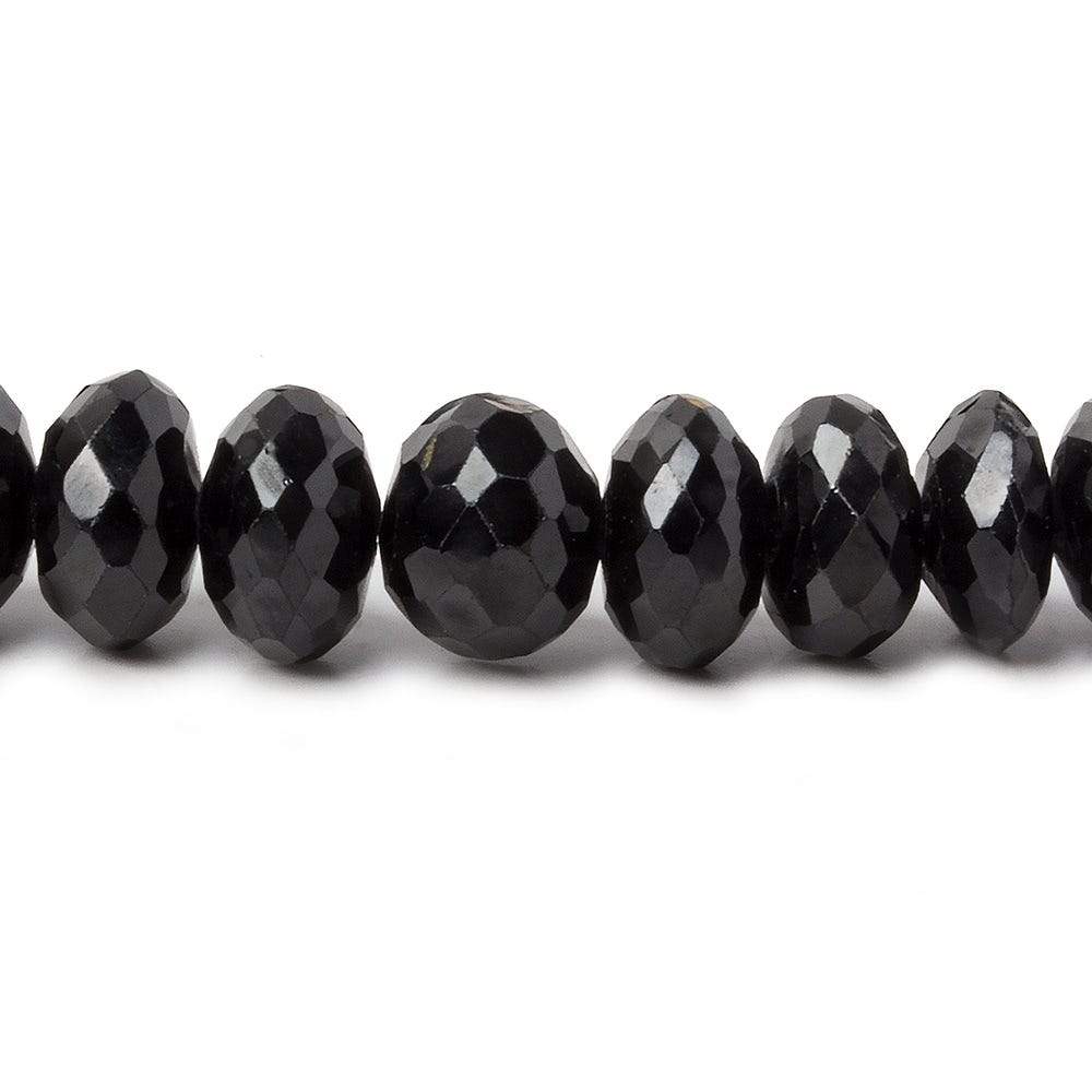 7.5-8mm Black Spinel faceted rondelle Necklace with 14kt Gold Clasp 16 inch AA - Beadsofcambay.com