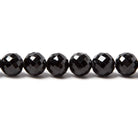 7mm Black Spinel faceted round beads 16 inch 60 pieces A - Beadsofcambay.com