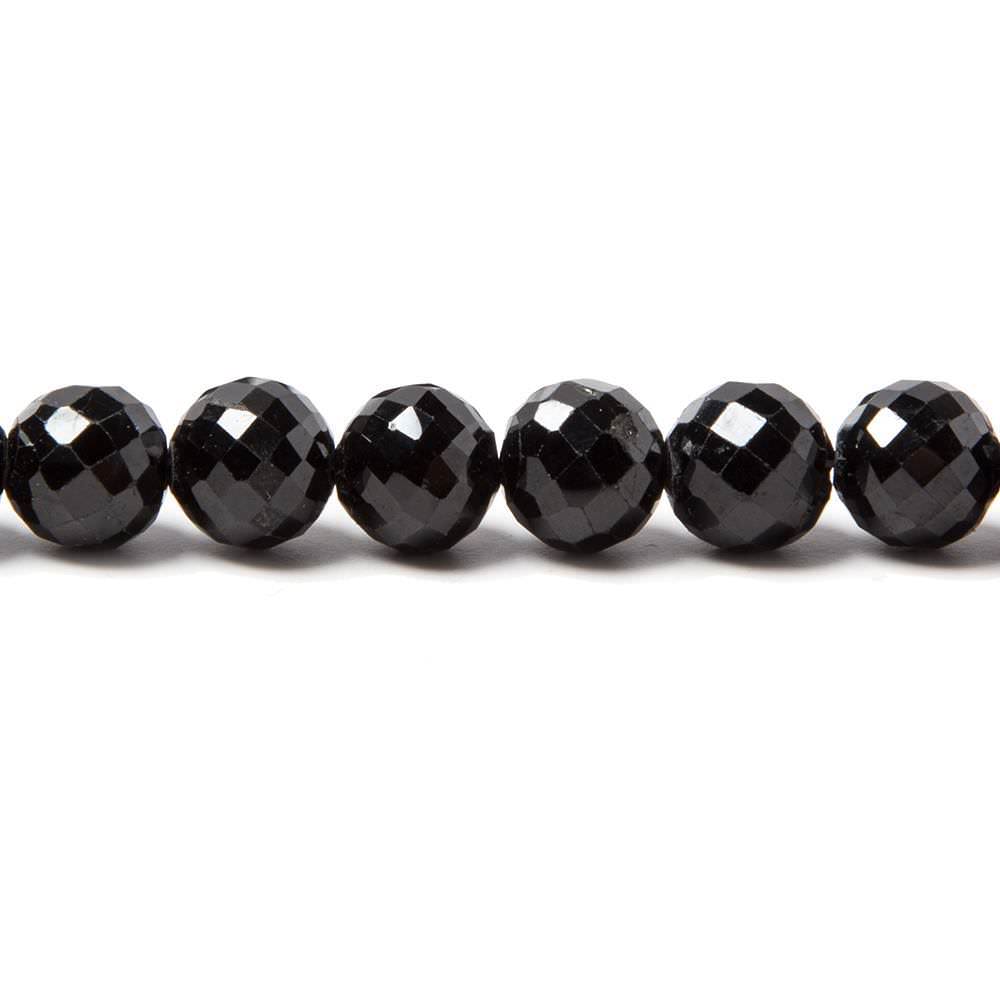 7mm Black Spinel faceted round beads 16 inch 60 pieces A - Beadsofcambay.com