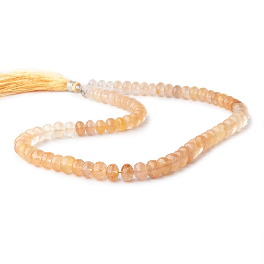 7.5-8mm Butterscotch Rutilated Quartz Plain Rondelle Beads 16 inch 77 pieces - Beadsofcambay.com