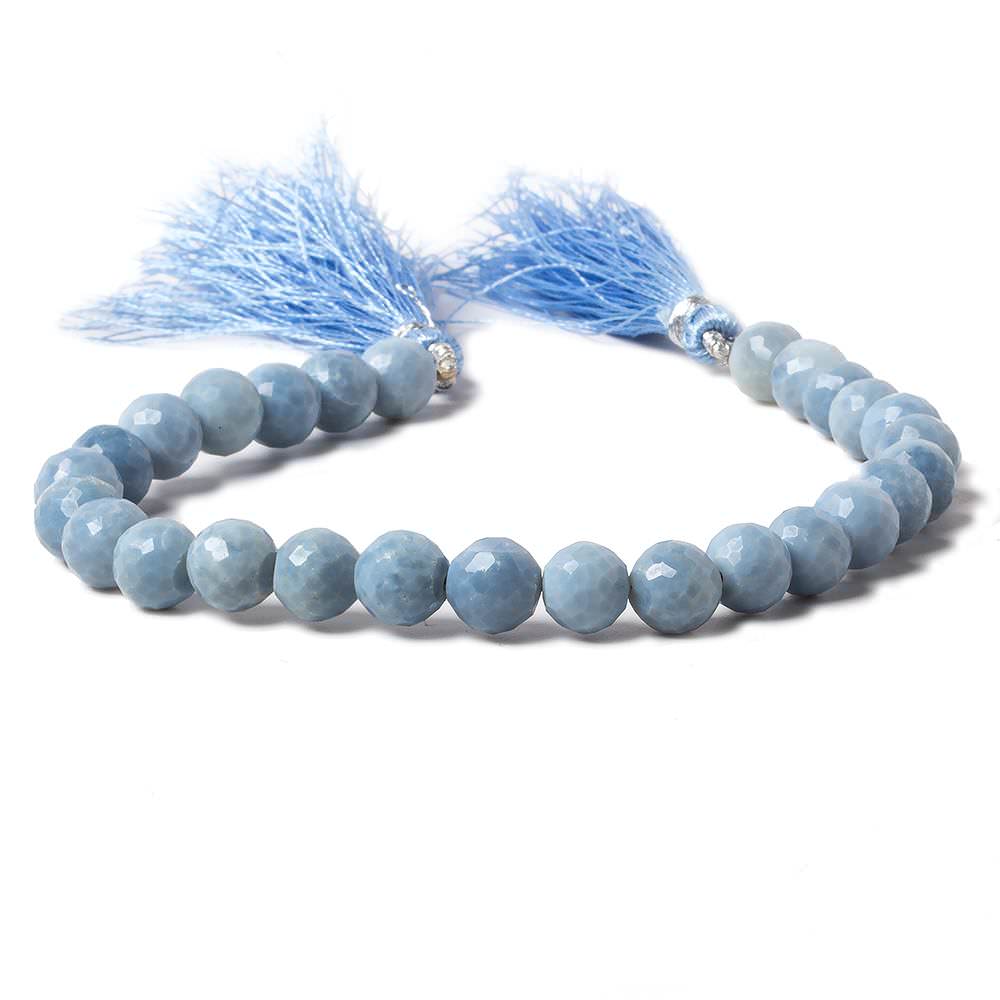 7.5-8mm Denim Blue Opal faceted round beads 8 inch 27 pieces - Beadsofcambay.com