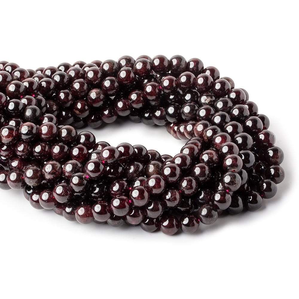 7.5-8mm Garnet plain round beads 15 inch 50 pieces A - Beadsofcambay.com