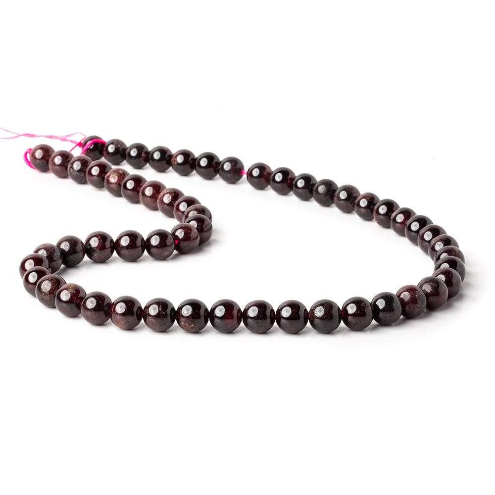 7.5-8mm Garnet plain round beads 15 inch 50 pieces A - Beadsofcambay.com