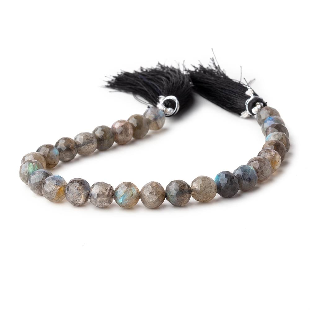 7.5-8mm Labradorite faceted round beads 8 inches 26 pieces - Beadsofcambay.com