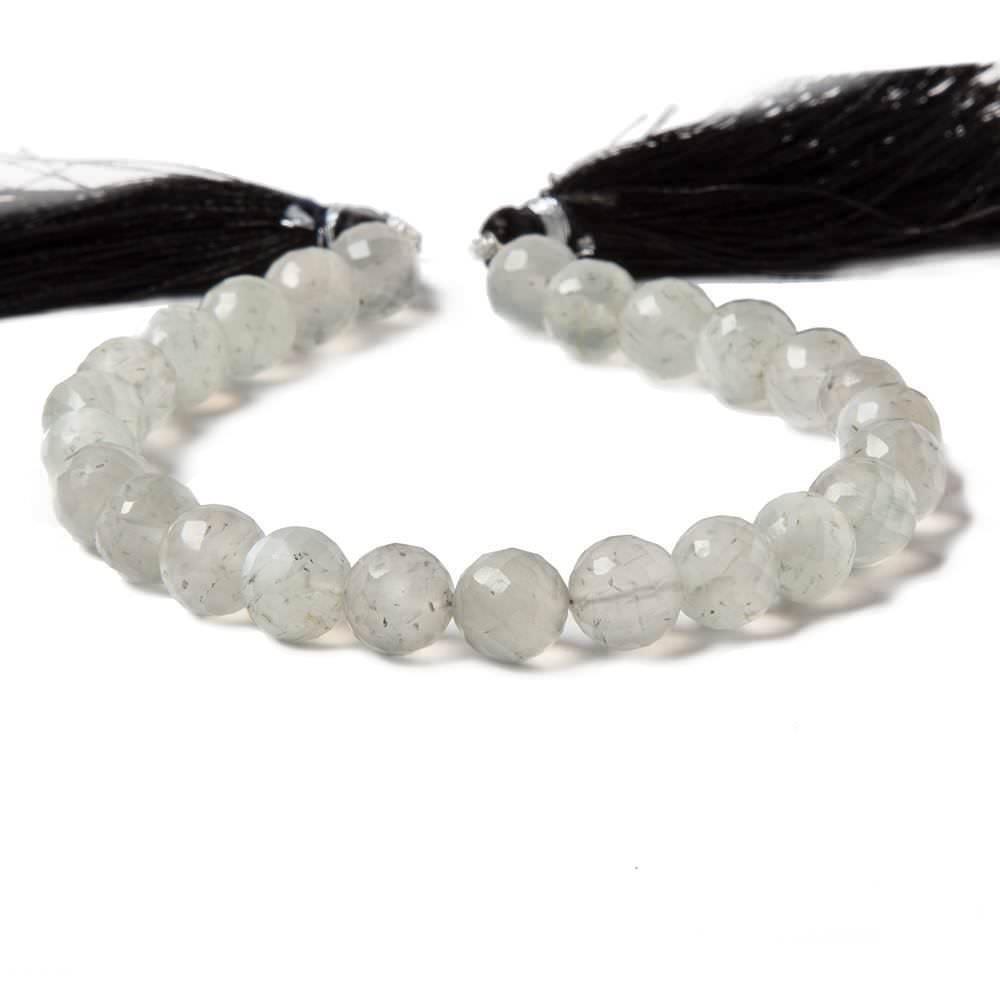 7.5-8mm Light Grey Moonstone faceted rounds 8 inch 25 Beads - Beadsofcambay.com