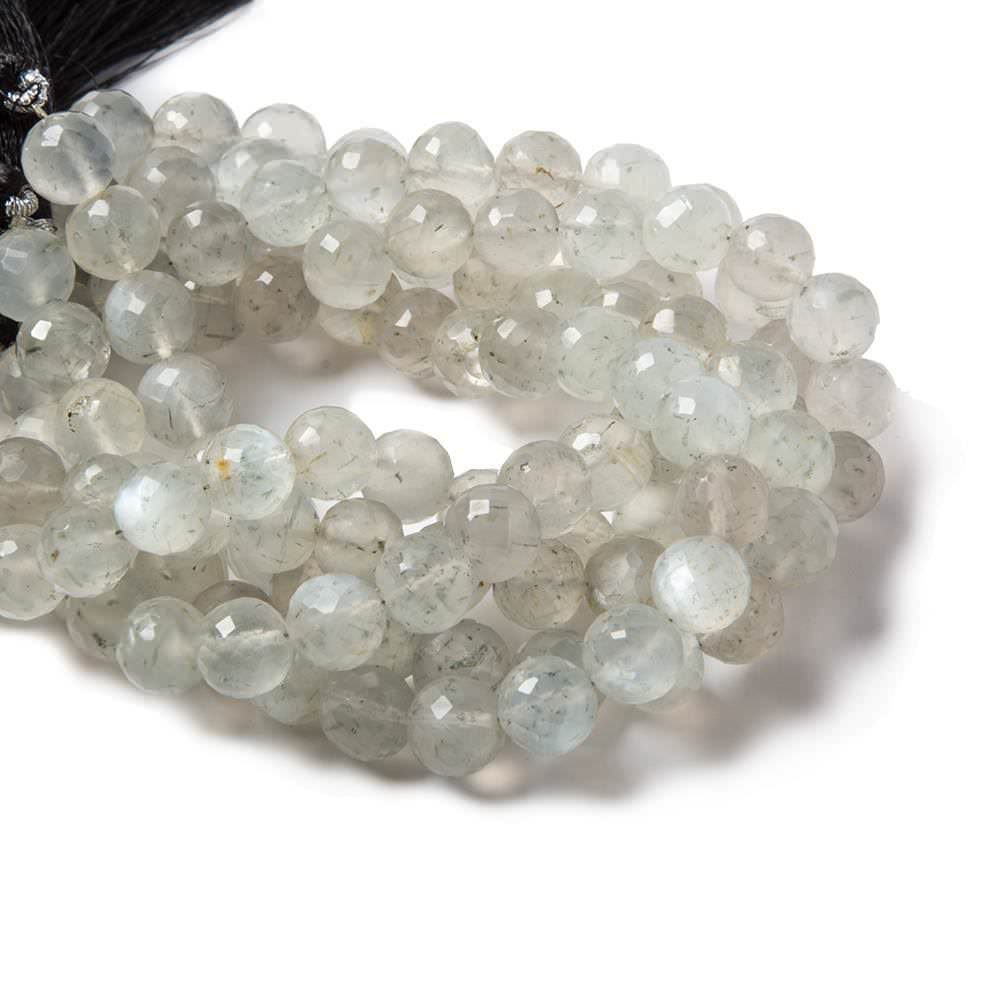 7.5-8mm Light Grey Moonstone faceted rounds 8 inch 25 Beads - Beadsofcambay.com