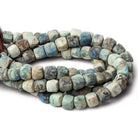 7.5-8mm Matte Chrysocolla plain cube beads 7.5 inch 23 pieces - Beadsofcambay.com