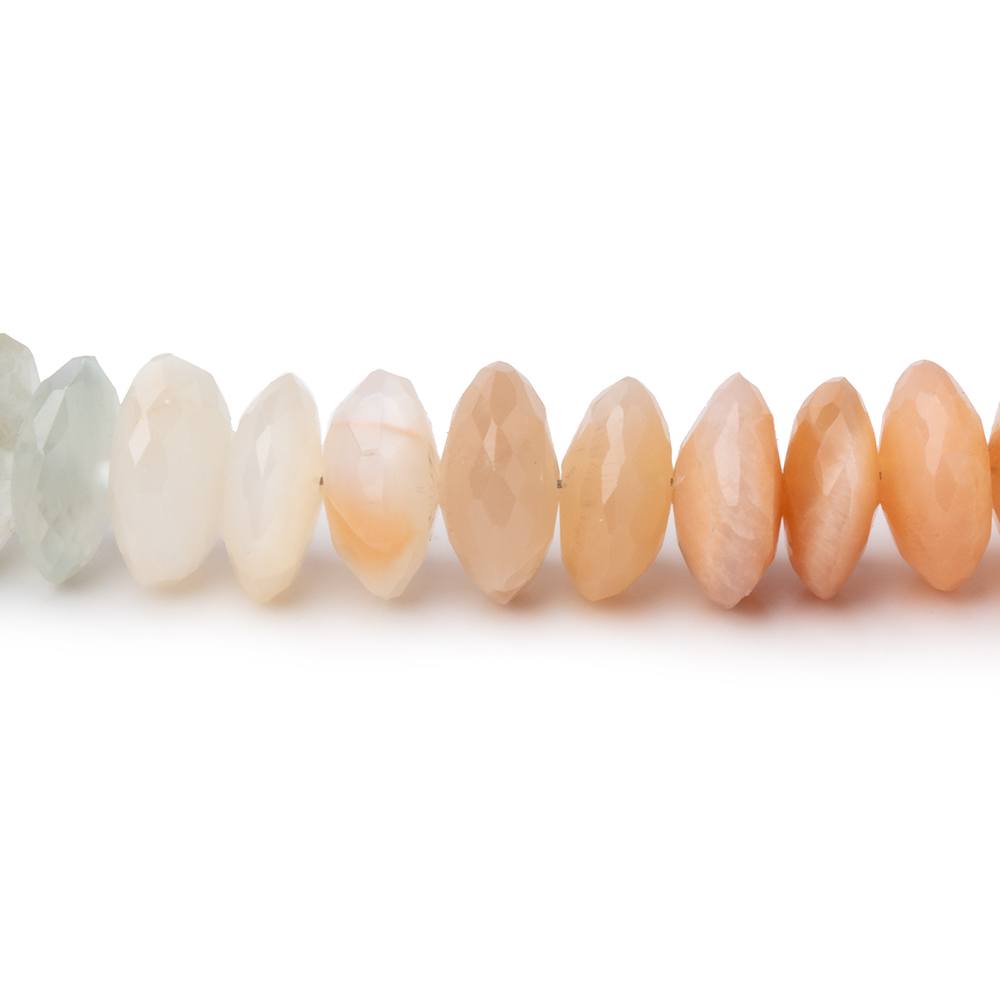 7.5-8mm Multi Color Moonstone German Faceted Rondelles 16 inch 112 Beads - Beadsofcambay.com