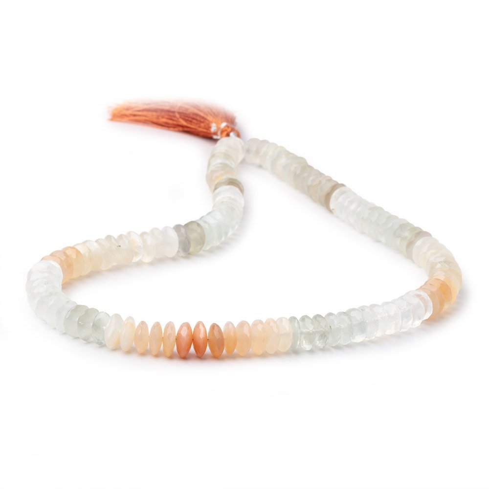 7.5-8mm Multi Color Moonstone German Faceted Rondelles 16 inch 112 Beads - Beadsofcambay.com