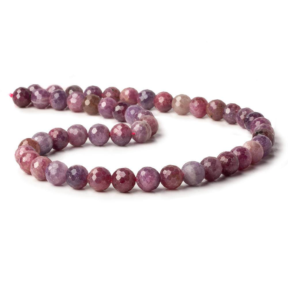 7.5-8mm Multi Color Sapphire and Ruby Faceted Round Beads 49 pieces 15.5 inch - Beadsofcambay.com