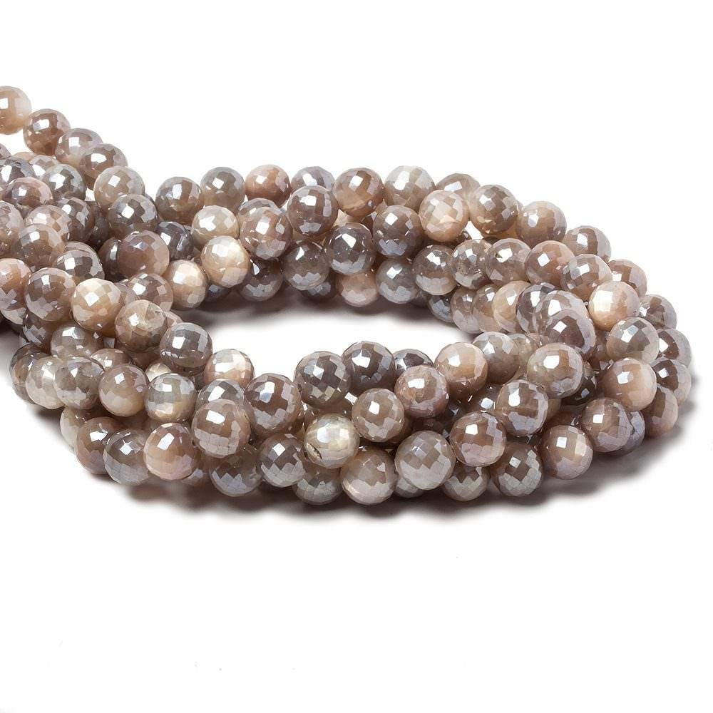 7.5-8mm Mystic Multi Grey Moonstone faceted rounds 14 inch 45 pieces - Beadsofcambay.com