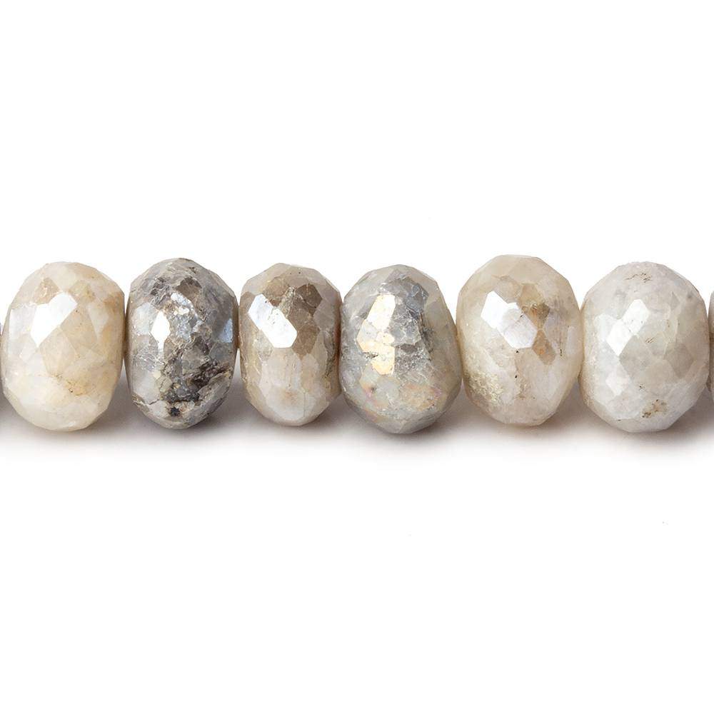 7.5-8mm Mystic Warm Grey Quartz faceted rondelles 13 inch 58 beads - Beadsofcambay.com