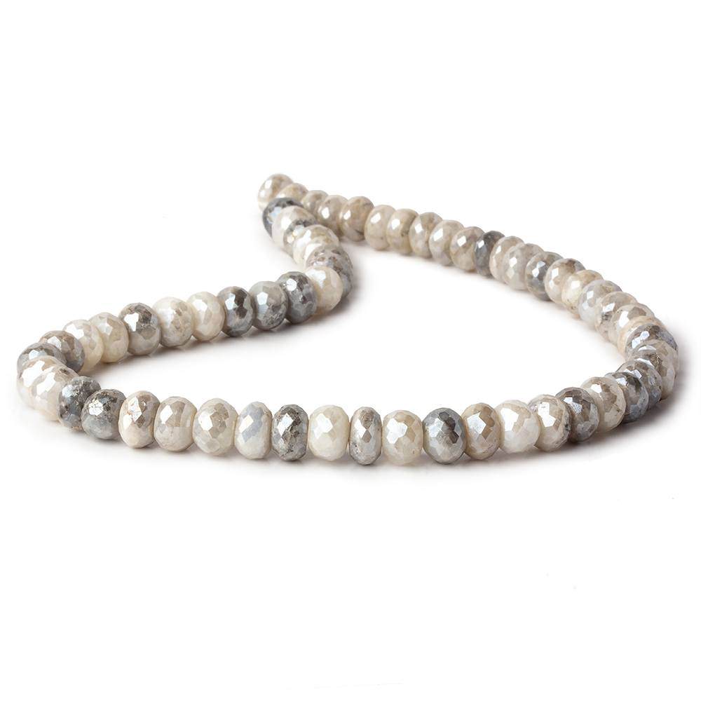 7.5-8mm Mystic Warm Grey Quartz faceted rondelles 13 inch 58 beads - Beadsofcambay.com