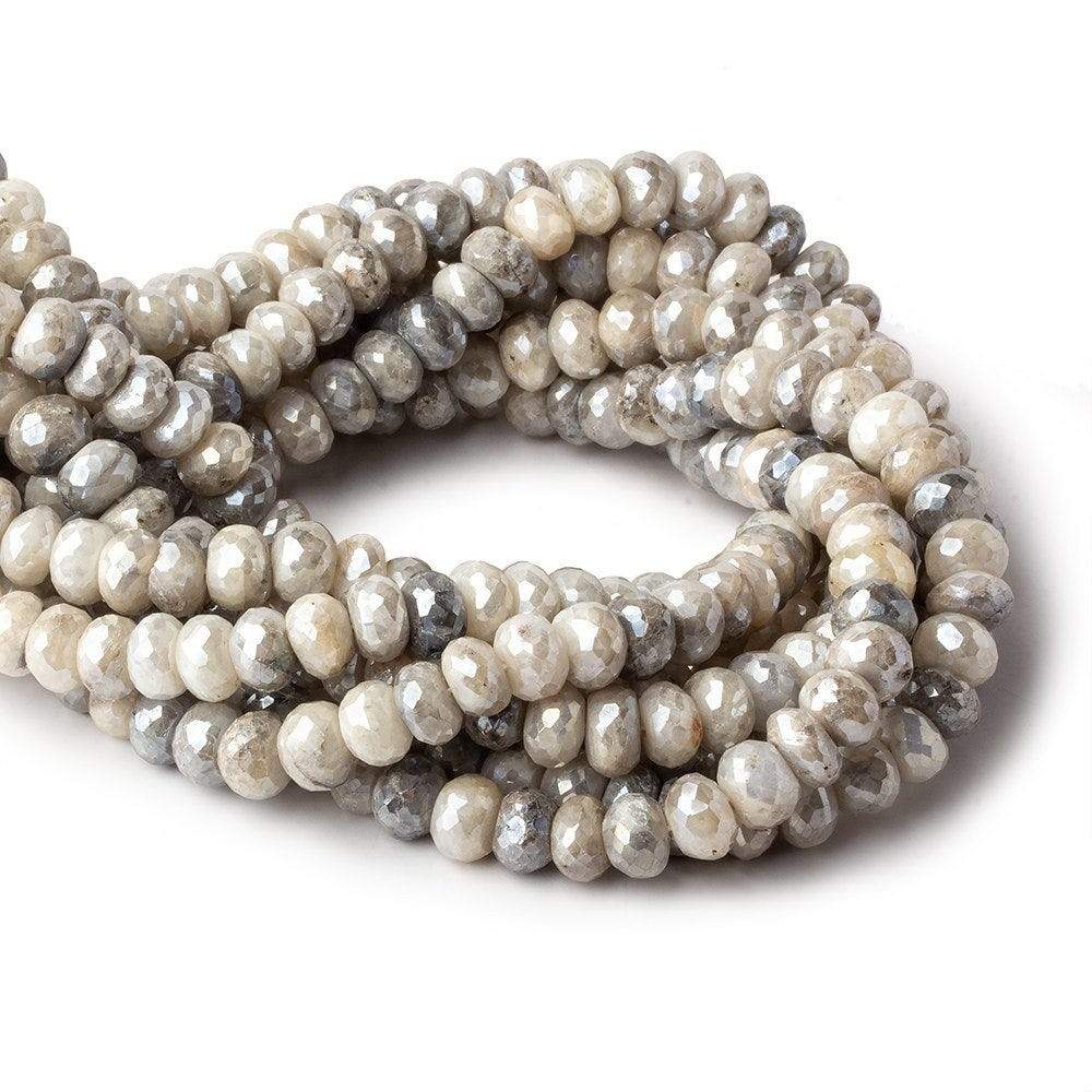 7.5-8mm Mystic Warm Grey Quartz faceted rondelles 13 inch 58 beads - Beadsofcambay.com