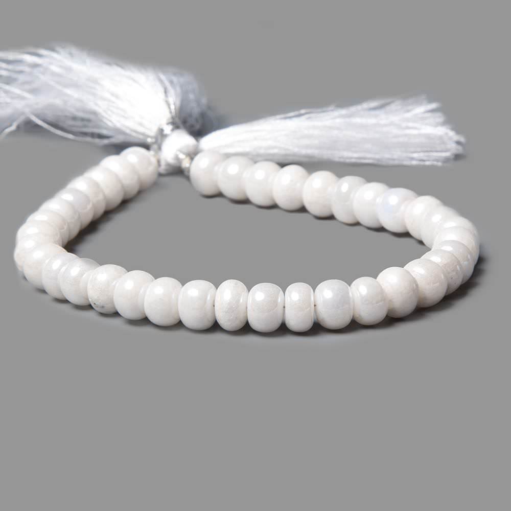 7.5-8mm Mystic White Quartz plain rondelle beads 8 inch 37 pieces - Beadsofcambay.com