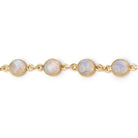 7.5-8mm Rainbow Moonstone Faceted Coin Cabochon Vermeil Bezeled Chain - Beadsofcambay.com