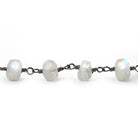 7.5-8mm Rainbow Moonstone faceted rondelle Black Gold Chain by the foot 28 pieces - Beadsofcambay.com