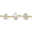 7.5-8mm Rainbow Moonstone faceted rondelle Gold Chain by the foot 28 pieces - Beadsofcambay.com