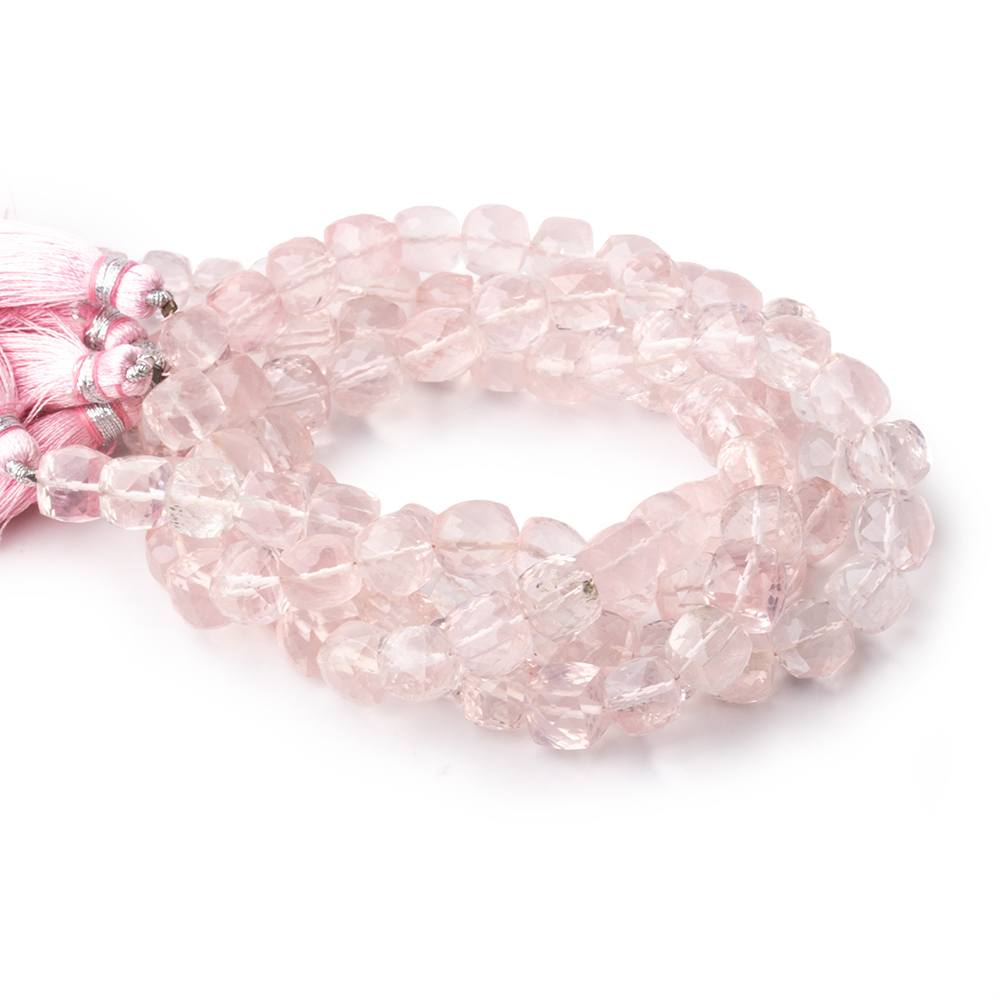 7.5-8mm Rose Quartz faceted cube beads 8 inch 25 pieces - Beadsofcambay.com