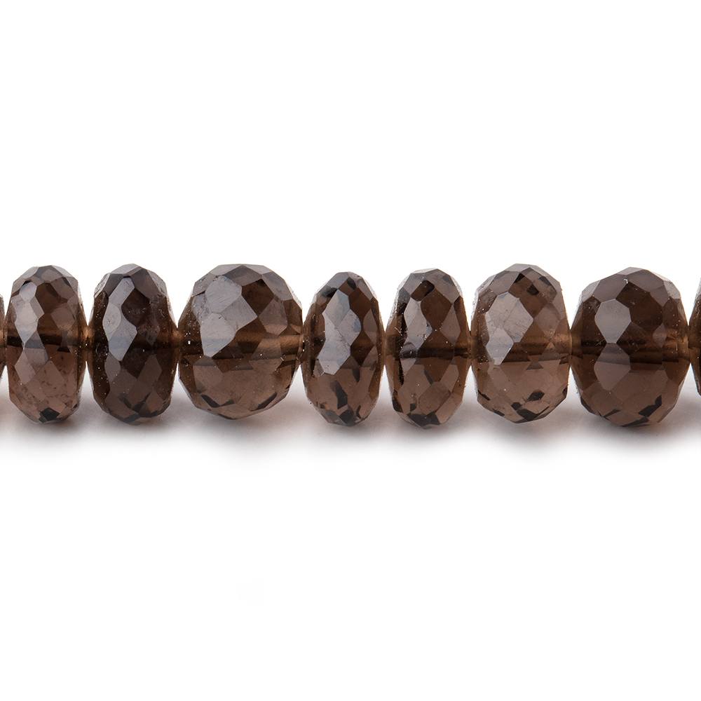 7.5-8mm Smoky Quartz Faceted Rondelle Beads 13.5 inch 64 pieces - Beadsofcambay.com