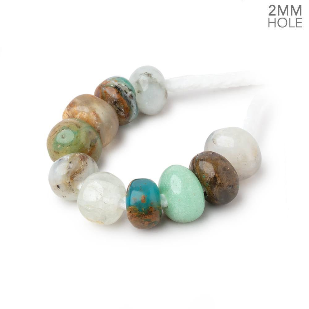 7.5-9mm Blue Peruvian Opal 2mm Large Hole Plain Rondelle Set of 10 Beads - Beadsofcambay.com