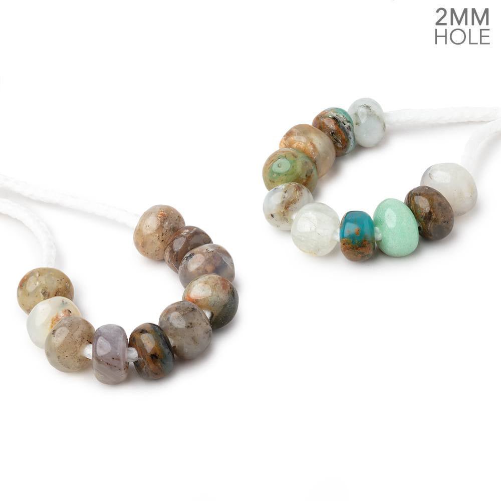 7.5-9mm Blue Peruvian Opal 2mm Large Hole Plain Rondelle Set of 10 Beads - Beadsofcambay.com