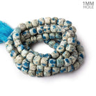 7.5-9mm K2 Azurite Granite "K2 Jasper" plain cubes 16 inch 45 beads 1mm large hole - Beadsofcambay.com