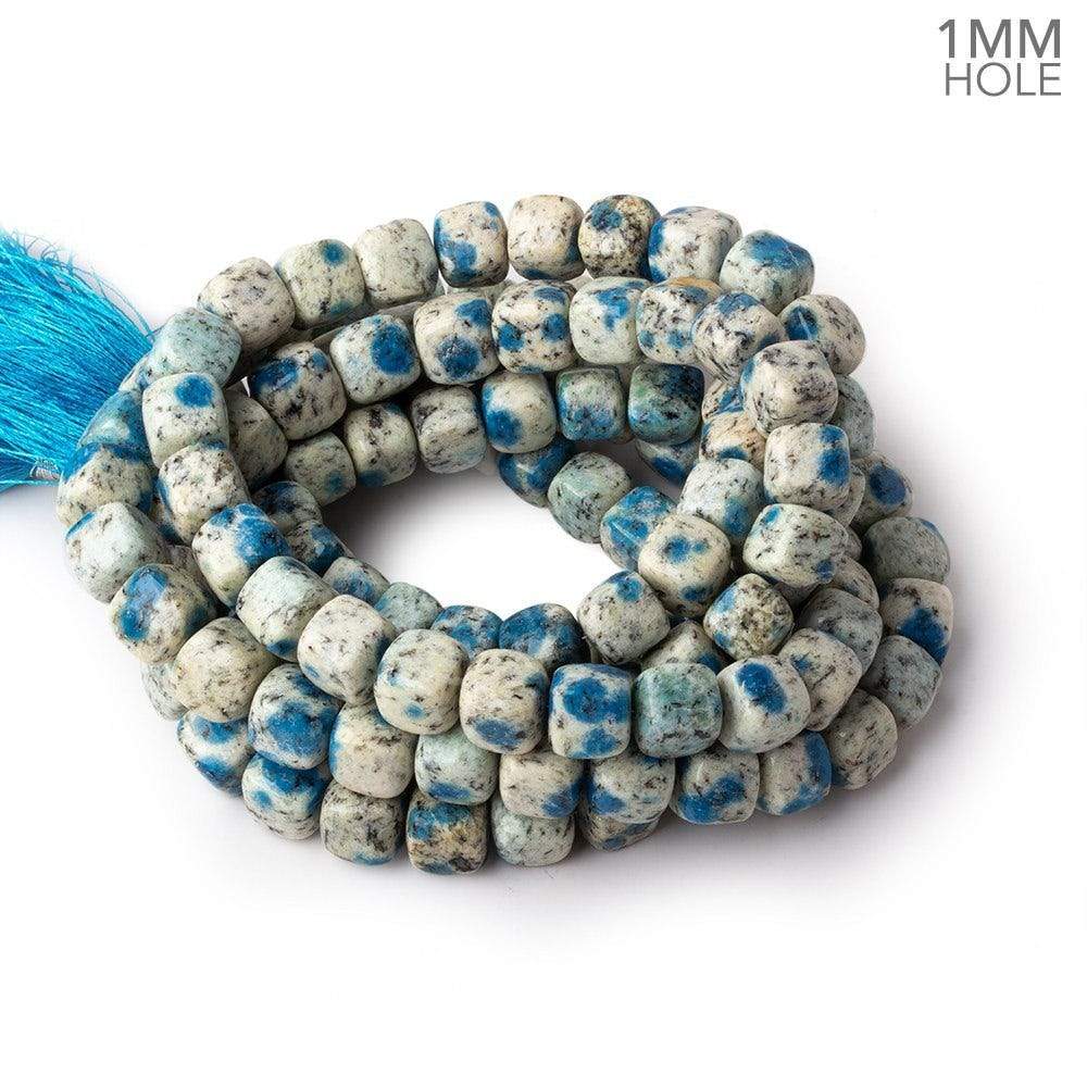 7.5-9mm K2 Azurite Granite "K2 Jasper" plain cubes 16 inch 45 beads 1mm large hole - Beadsofcambay.com