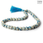 7.5-9mm K2 Azurite Granite "K2 Jasper" plain cubes 16 inch 45 beads 1mm large hole - Beadsofcambay.com