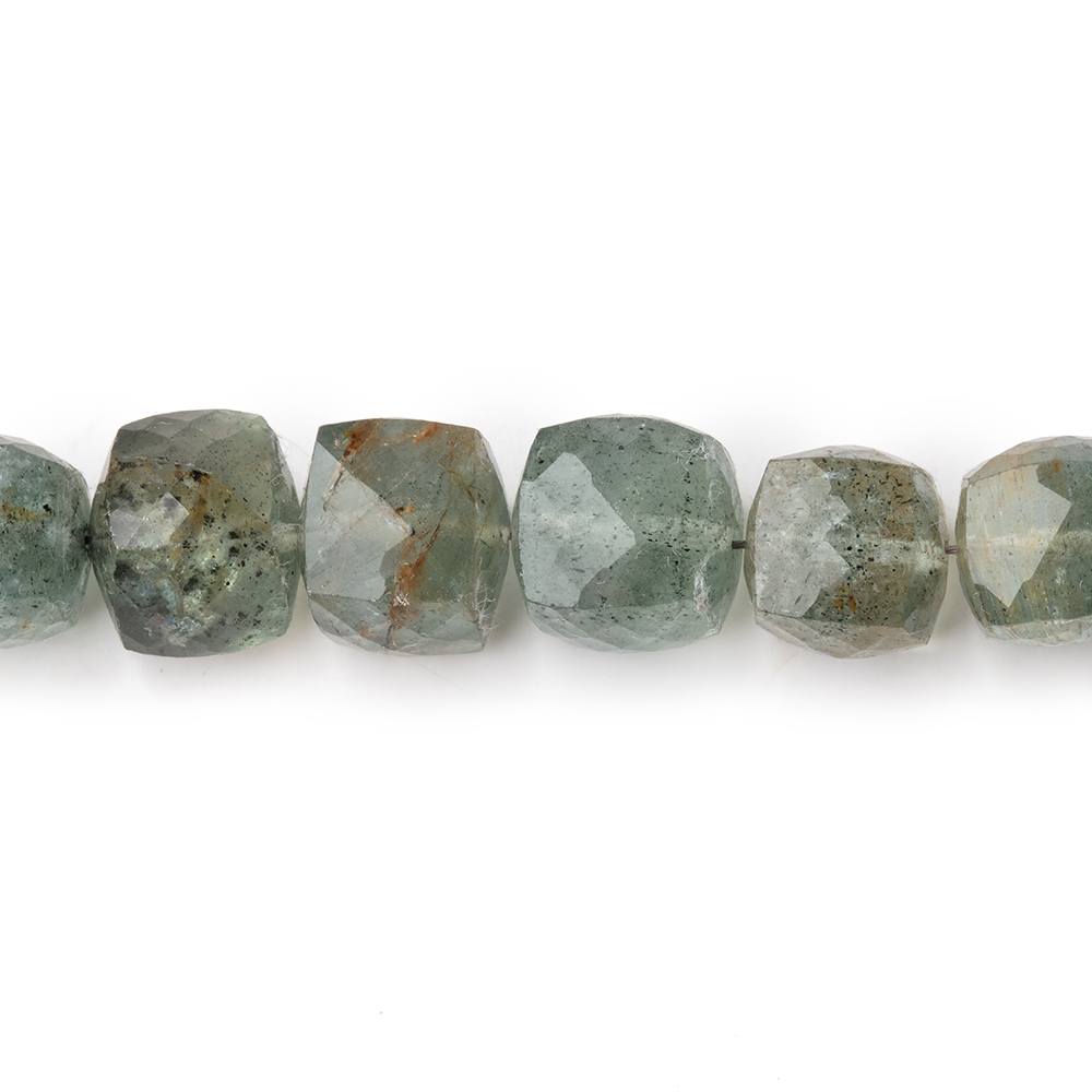 7.5-9mm Moss Aquamarine Faceted Cube Beads 8.75 inch 29 pieces - Beadsofcambay.com