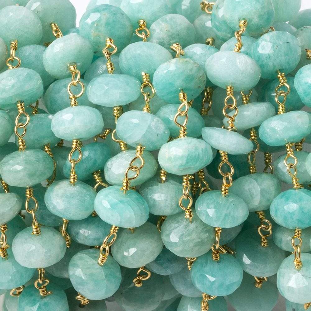 7.5mm Amazonite faceted rondelle Vermeil Chain by the foot 29 pieces - Beadsofcambay.com