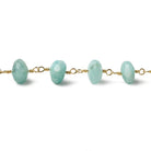 7.5mm Amazonite faceted rondelle Vermeil Chain by the foot 29 pieces - Beadsofcambay.com