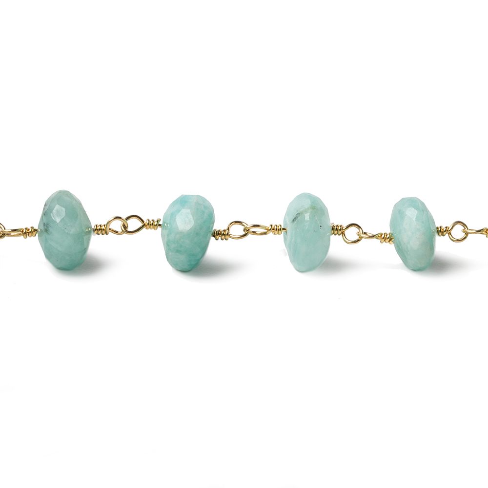 7.5mm Amazonite faceted rondelle Vermeil Chain by the foot 29 pieces - Beadsofcambay.com