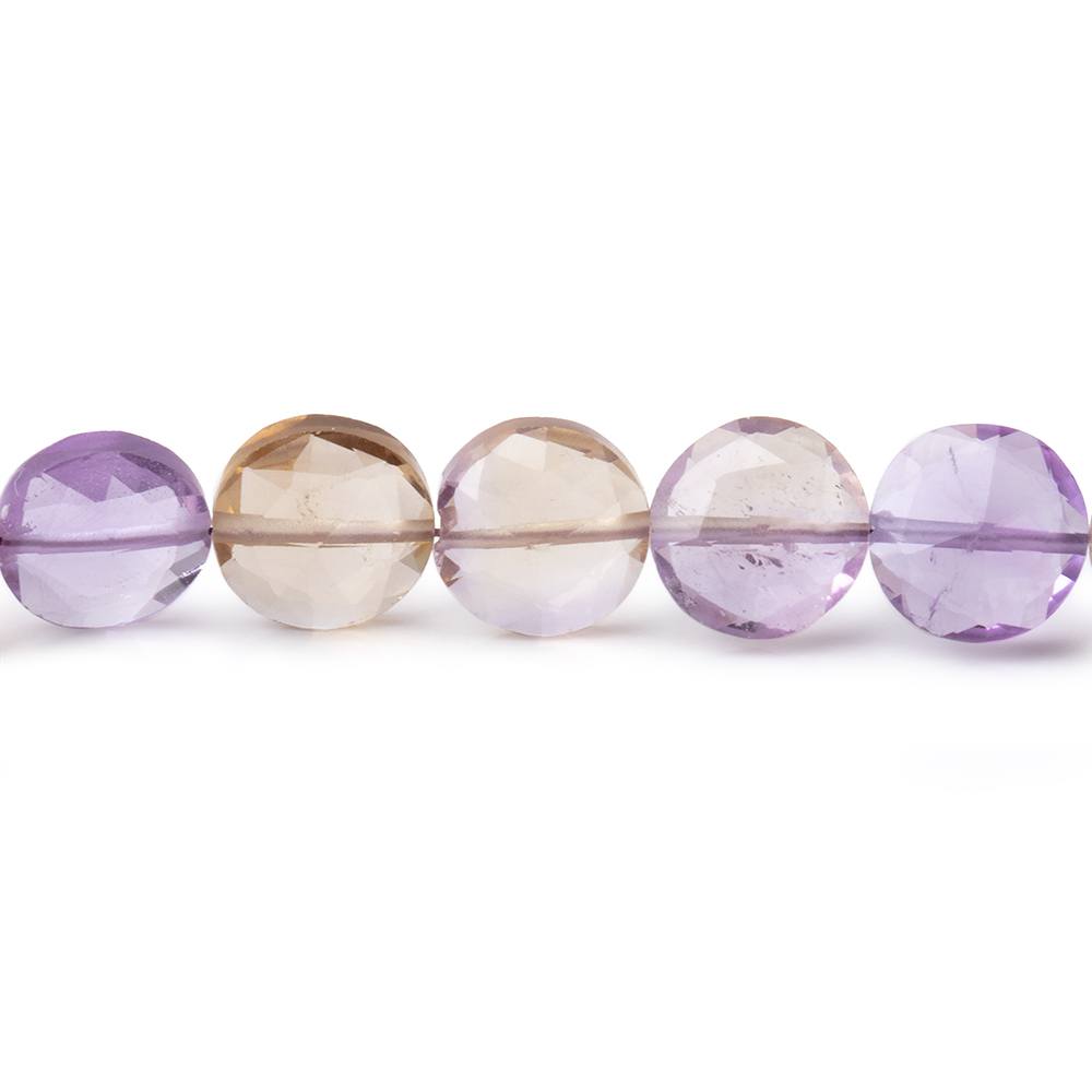 7.5mm Ametrine Faceted Coin Beads 16 inch 53 pieces - Beadsofcambay.com