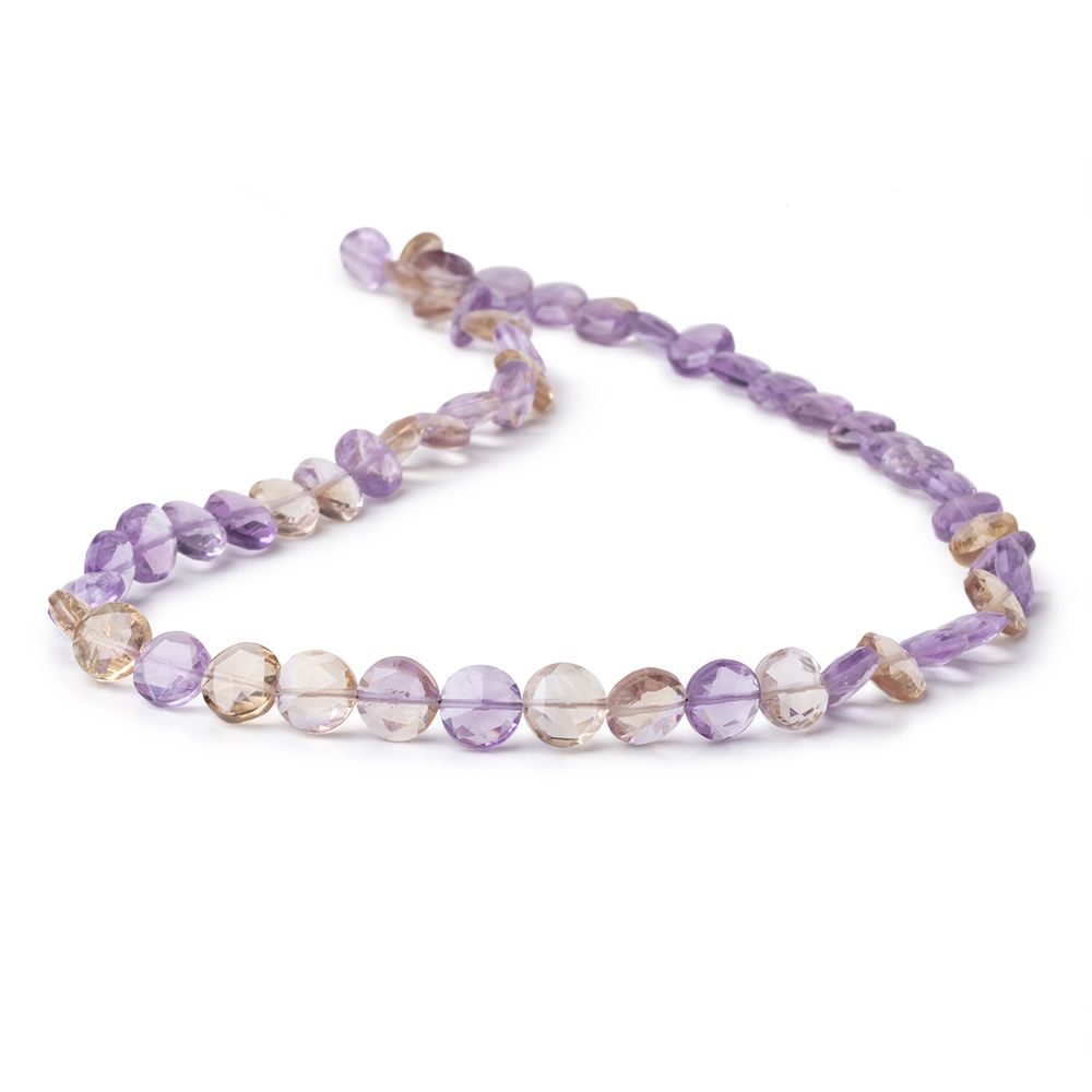 7.5mm Ametrine Faceted Coin Beads 16 inch 53 pieces - Beadsofcambay.com
