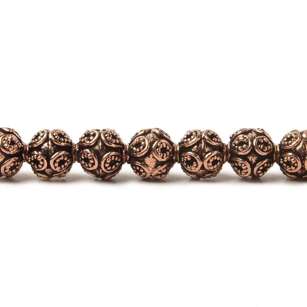 7.5mm Antiqued Copper Bali Design 8 inch 27 pcs - Beadsofcambay.com